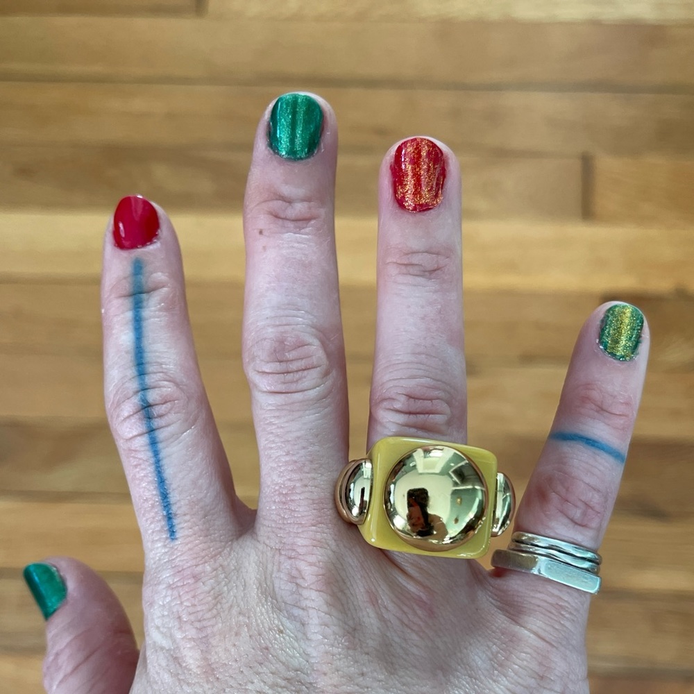 La Manso chunky yellow and gold dome ring size 6 - Picture 5 of 16